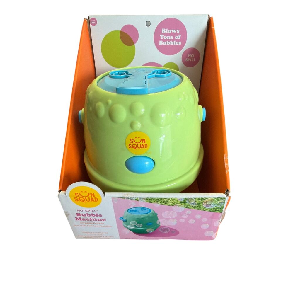 Sun Squad No-Spill Green & Blue Bubble Machine New